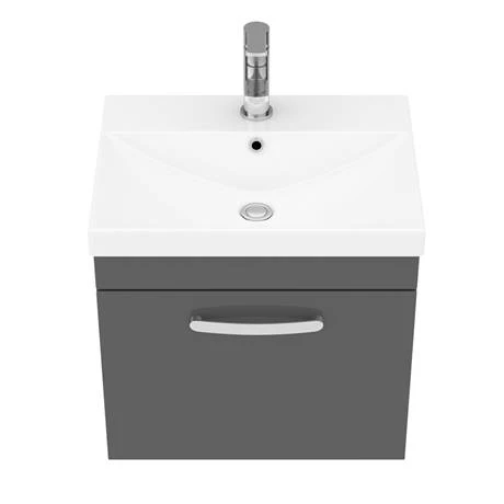Brooklyn 500 Gloss Grey Wall Hung 1-Drawer Vanity Unit with Thin-Edge Basin 8 Brooklyn 500 Gloss Grey Wall Hung 1-Drawer Vanity Unit with Thin-Edge Basin - Image 6