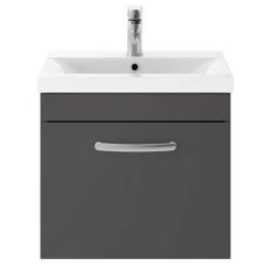 Brooklyn 500mm Gloss Grey Wall Hung 1-Drawer Vanity Unit 9 Brooklyn 500mm Gloss Grey Wall Hung 1-Drawer Vanity Unit -Wall Hung Vanity Units Shop BWHSD5GG d2 460