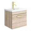Brooklyn 500mm Natural Oak Wall Hung 1-Drawer Vanity Unit with Brushed Brass Handle 1 Brooklyn 500mm Natural Oak Wall Hung 1-Drawer Vanity Unit with Brushed Brass Handle -Wall Hung Vanity Units Shop BWHSD5N BB np1