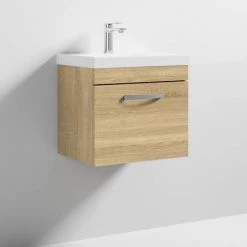 Brooklyn 500 Natural Oak Wall Hung 1-Drawer Vanity Unit with Thin-Edge Basin 10 Brooklyn 500 Natural Oak Wall Hung 1-Drawer Vanity Unit with Thin-Edge Basin -Wall Hung Vanity Units Shop BWHSD5OAKTE nd3 460