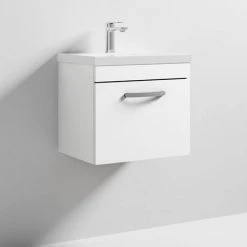 Brooklyn 500 Gloss White Wall Hung 1-Drawer Vanity Unit with Thin-Edge Basin 9 Brooklyn 500 Gloss White Wall Hung 1-Drawer Vanity Unit with Thin-Edge Basin -Wall Hung Vanity Units Shop BWHSD5WHTTE d2 460
