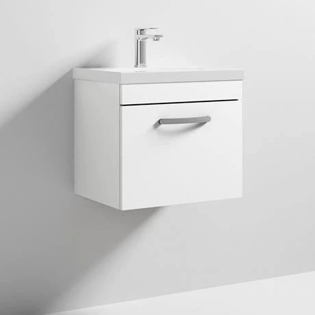 Brooklyn 500 Gloss White Wall Hung 1-Drawer Vanity Unit with Thin-Edge Basin 5 Brooklyn 500 Gloss White Wall Hung 1-Drawer Vanity Unit with Thin-Edge Basin - Image 3