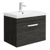 Brooklyn 600 Black Wall Hung 1-Drawer Vanity Unit with Thin-Edge Basin -Wall Hung Vanity Units Shop BWHSD6BLKTE P