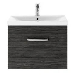 Brooklyn 600mm Black Wall Hung Vanity Unit - Single Drawer -Wall Hung Vanity Units Shop BWHSD6BLK d1 460