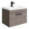 Brooklyn Wall Hung Vanity - Grey Avola - 600mm Wide 1-Drawer inc. Matt Black Handle 1 Brooklyn Wall Hung Vanity - Grey Avola - 600mm Wide 1-Drawer inc. Matt Black Handle -Wall Hung Vanity Units Shop BWHSD6GA MB p