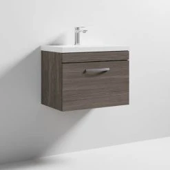 Brooklyn 600 Grey Avola Wall Hung 1-Drawer Vanity Unit with Thin-Edge Basin -Wall Hung Vanity Units Shop BWHSD6GATE nd3 460