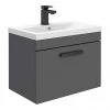 Brooklyn Wall Hung Vanity - Gloss Grey - 600mm Wide 1-Drawer inc. Matt Black Handle 1 Brooklyn Wall Hung Vanity - Gloss Grey - 600mm Wide 1-Drawer inc. Matt Black Handle -Wall Hung Vanity Units Shop BWHSD6GG MB p