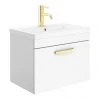 Brooklyn 600mm Gloss White Wall Hung 1-Drawer Vanity Unit with Brushed Brass Handle 2 Brooklyn 600mm Gloss White Wall Hung 1-Drawer Vanity Unit with Brushed Brass Handle -Wall Hung Vanity Units Shop BWHSD6WHT BB prod