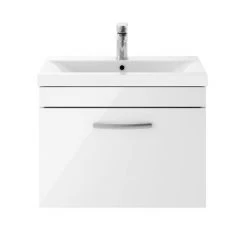 Brooklyn 600mm White Gloss Wall Hung Vanity Unit - Single Drawer -Wall Hung Vanity Units Shop BWHSD6WHT d3 460