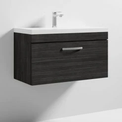 Brooklyn 800 Black Wall Hung 1-Drawer Vanity Unit with Thin-Edge Basin 10 Brooklyn 800 Black Wall Hung 1-Drawer Vanity Unit with Thin-Edge Basin -Wall Hung Vanity Units Shop BWHSD8BLKTE D3 460
