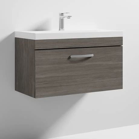 Brooklyn 800 Grey Avola Wall Hung 1-Drawer Vanity Unit with Thin-Edge Basin 6 Brooklyn 800 Grey Avola Wall Hung 1-Drawer Vanity Unit with Thin-Edge Basin - Image 4