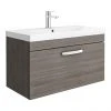 Brooklyn 800 Grey Avola Wall Hung 1-Drawer Vanity Unit with Thin-Edge Basin -Wall Hung Vanity Units Shop BWHSD8GATE NP