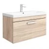 Brooklyn 800 Natural Oak Wall Hung 1-Drawer Vanity Unit with Thin-Edge Basin -Wall Hung Vanity Units Shop BWHSD8OAKTE p