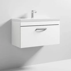 Brooklyn 800 Gloss White Wall Hung 1-Drawer Vanity Unit with Thin-Edge Basin -Wall Hung Vanity Units Shop BWHSD8WHTTE d2 460