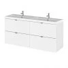 Hudson Reed 1200mm Gloss White Full Depth Wall Hung 4-Drawer Unit & Double Basin -Wall Hung Vanity Units Shop CBI132 P