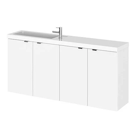 Hudson Reed 1200mm Gloss White Wall Hung Compact Combination Unit (600 Vanity x 2) 2 Hudson Reed 1200mm Gloss White Wall Hung Compact Combination Unit (600 Vanity x 2)