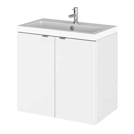 Hudson Reed 600mm Gloss White Full Depth Wall Hung 2-Door Unit & Basin 3 Hudson Reed 600mm Gloss White Full Depth Wall Hung 2-Door Unit & Basin