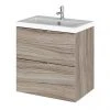 Hudson Reed Fusion 500mm Driftwood Full Depth Wall Hung 2-Drawer Unit & Basin -Wall Hung Vanity Units Shop CBI241 P