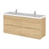 Hudson Reed 1200mm Natural Oak Full Depth Wall Hung 4-Drawer Unit & Double Basin 1 Hudson Reed 1200mm Natural Oak Full Depth Wall Hung 4-Drawer Unit & Double Basin -Wall Hung Vanity Units Shop CBI332 P