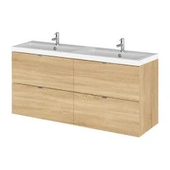 Wall Hung Vanity Units Shop 34 Hudson Reed 1200mm Natural Oak Full Depth Wall Hung 4-Drawer Unit & Double Basin