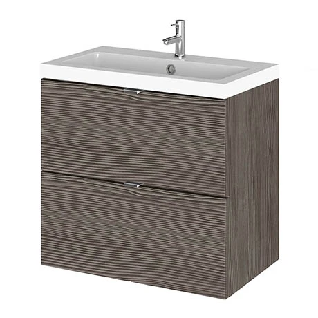 Hudson Reed 600mm Grey Avola Full Depth Wall Hung 2-Drawer Unit & Basin 3 Hudson Reed 600mm Grey Avola Full Depth Wall Hung 2-Drawer Unit & Basin