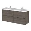Hudson Reed 1200mm Grey Avola Full Depth Wall Hung 4-Drawer Unit & Double Basin 1 Hudson Reed 1200mm Grey Avola Full Depth Wall Hung 4-Drawer Unit & Double Basin -Wall Hung Vanity Units Shop CBI532 P