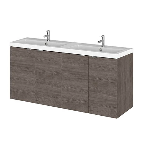 Hudson Reed 1200mm Grey Avola Full Depth Wall Hung Unit & Double Basin 3 Hudson Reed 1200mm Grey Avola Full Depth Wall Hung Unit & Double Basin