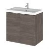 Hudson Reed 600mm Grey Avola Full Depth Wall Hung 2-Door Unit & Basin -Wall Hung Vanity Units Shop CBI536 P