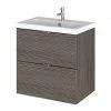 Hudson Reed Fusion 500mm Grey Avola Full Depth Wall Hung 2-Drawer Unit & Basin -Wall Hung Vanity Units Shop CBI541 P