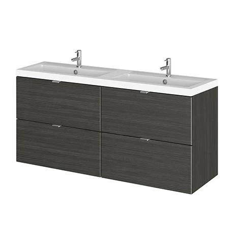 Hudson Reed 1200mm Hacienda Black Full Depth Wall Hung 4-Drawer Unit & Double Basin 3 Hudson Reed 1200mm Hacienda Black Full Depth Wall Hung 4-Drawer Unit & Double Basin