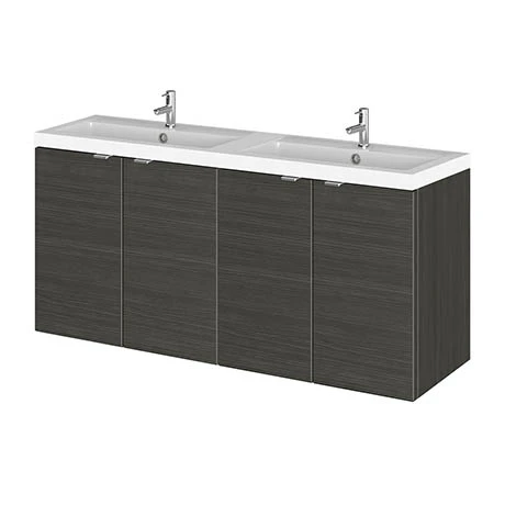 Hudson Reed 1200mm Hacienda Black Full Depth Wall Hung Unit & Double Basin 3 Hudson Reed 1200mm Hacienda Black Full Depth Wall Hung Unit & Double Basin