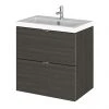 Hudson Reed Fusion 500mm Hacienda Black Full Depth Wall Hung 2-Drawer Unit & Basin -Wall Hung Vanity Units Shop CBI641 P