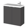 Hudson Reed 600mm Gloss Grey Wall Hung Compact Unit & Basin -Wall Hung Vanity Units Shop CBI929 P