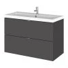 Hudson Reed Fusion 800mm Gloss Grey Full Depth Wall Hung 2-Drawer Unit & Basin -Wall Hung Vanity Units Shop CBI931 P