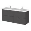 Hudson Reed 1200mm Gloss Grey Full Depth Wall Hung 4-Drawer Unit & Double Basin 1 Hudson Reed 1200mm Gloss Grey Full Depth Wall Hung 4-Drawer Unit & Double Basin -Wall Hung Vanity Units Shop CBI932 P