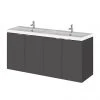 Hudson Reed 1200mm Gloss Grey Wall Hung Combination Unit & Double Basin (600 Vanity x 2) 1 Hudson Reed 1200mm Gloss Grey Wall Hung Combination Unit & Double Basin (600 Vanity x 2) -Wall Hung Vanity Units Shop CBI933 P