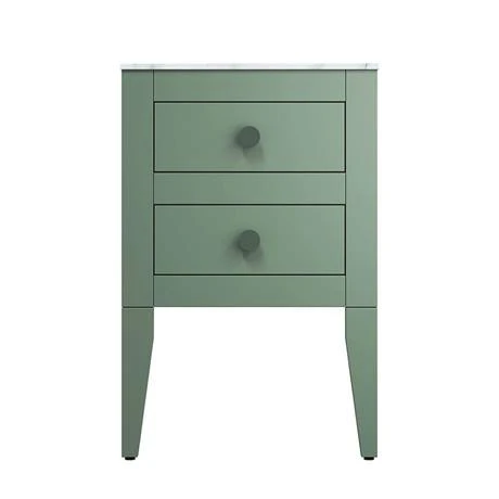 Crosswater Canvass Sage Green 485mm Double Drawer Unit with Carrara Marble Effect Worktop 6 Crosswater Canvass Sage Green 485mm Double Drawer Unit with Carrara Marble Effect Worktop - Image 4