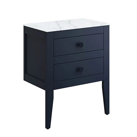 Crosswater Canvass Deep Indigo Blue 600mm Double Drawer Unit with Carrara Marble Effect Worktop 3 Crosswater Canvass Deep Indigo Blue 600mm Double Drawer Unit with Carrara Marble Effect Worktop