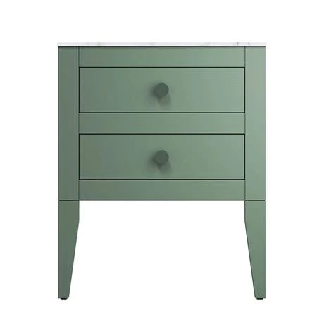 Crosswater Canvass Sage Green 600mm Double Drawer Unit with Carrara Marble Effect Worktop 5 Crosswater Canvass Sage Green 600mm Double Drawer Unit with Carrara Marble Effect Worktop - Image 3