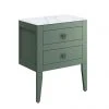 Crosswater Canvass Sage Green 600mm Double Drawer Unit with Carrara Marble Effect Worktop 2 Crosswater Canvass Sage Green 600mm Double Drawer Unit with Carrara Marble Effect Worktop -Wall Hung Vanity Units Shop CV600WLSGR P