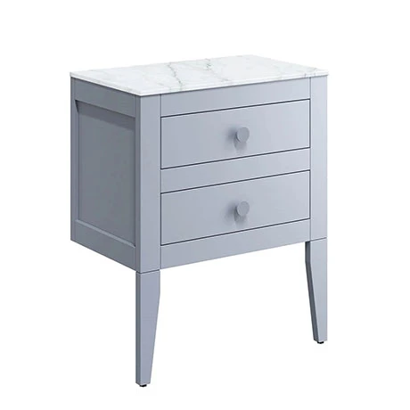 Crosswater Canvass Storm Grey Matt 600mm Double Drawer Unit with Carrara Marble Effect Worktop 3 Crosswater Canvass Storm Grey Matt 600mm Double Drawer Unit with Carrara Marble Effect Worktop
