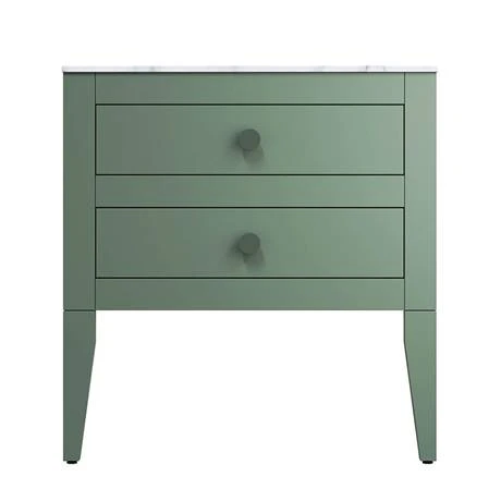 Crosswater Canvass Sage Green 700mm Double Drawer Unit with Carrara Marble Effect Worktop 5 Crosswater Canvass Sage Green 700mm Double Drawer Unit with Carrara Marble Effect Worktop - Image 3