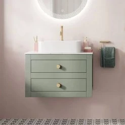 Crosswater Canvass Sage Green 700mm Double Drawer Unit with Carrara Marble Effect Worktop 12 Crosswater Canvass Sage Green 700mm Double Drawer Unit with Carrara Marble Effect Worktop -Wall Hung Vanity Units Shop CV700WLSGR D4 460