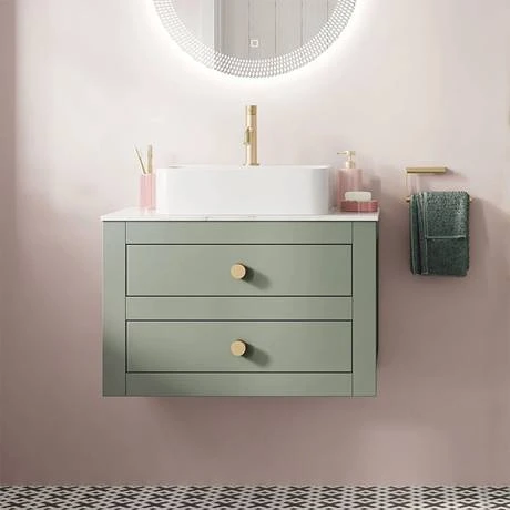 Crosswater Canvass Sage Green 700mm Double Drawer Unit with Carrara Marble Effect Worktop 7 Crosswater Canvass Sage Green 700mm Double Drawer Unit with Carrara Marble Effect Worktop - Image 5
