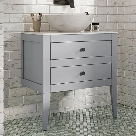 Crosswater Canvass Storm Grey Matt 700mm Double Drawer Unit with Carrara Marble Effect Worktop 6 Crosswater Canvass Storm Grey Matt 700mm Double Drawer Unit with Carrara Marble Effect Worktop - Image 4