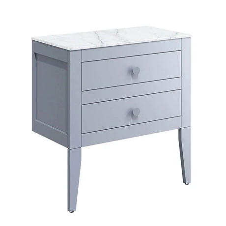 Crosswater Canvass Storm Grey Matt 700mm Double Drawer Unit with Carrara Marble Effect Worktop 3 Crosswater Canvass Storm Grey Matt 700mm Double Drawer Unit with Carrara Marble Effect Worktop