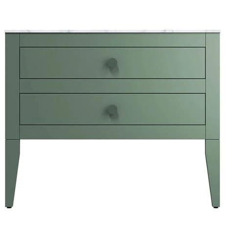 Crosswater Canvass Sage Green 900mm Double Drawer Unit with Carrara Marble Effect Worktop 5 Crosswater Canvass Sage Green 900mm Double Drawer Unit with Carrara Marble Effect Worktop - Image 3