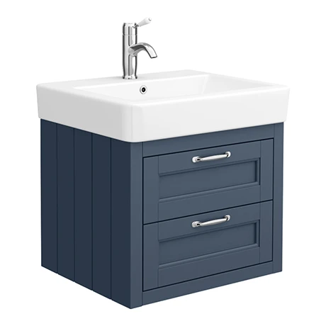 Chatsworth Traditional Blue 560mm 2 Drawer Wall Hung Vanity 3 Chatsworth Traditional Blue 560mm 2 Drawer Wall Hung Vanity