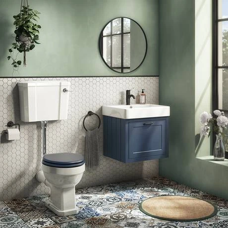 Chatsworth Traditional Blue Wall Hung Vanity - 560mm Wide with Matt Black Handle 5 Chatsworth Traditional Blue Wall Hung Vanity - 560mm Wide with Matt Black Handle - Image 3