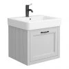 Chatsworth Traditional Grey Wall Hung Vanity - 560mm Wide with Matt Black Handle -Wall Hung Vanity Units Shop CWH560GRYMB p